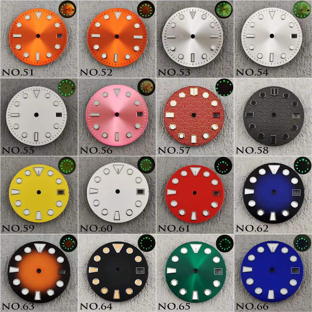 Nh35 dial 28.5mm/29mm lumen luminoso mostrador estéril adequado para movimento nh35/36 acessórios de relógio masculino mostrador