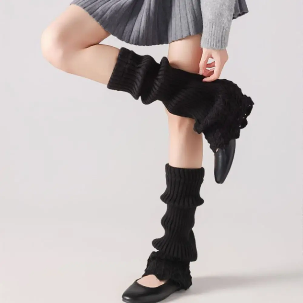 

Comfortable Y2K Women Knitted Leg Warmers Sweet Solid Color Women's Foot Cover Breathable Soft Long Calf Socks JK Uniform