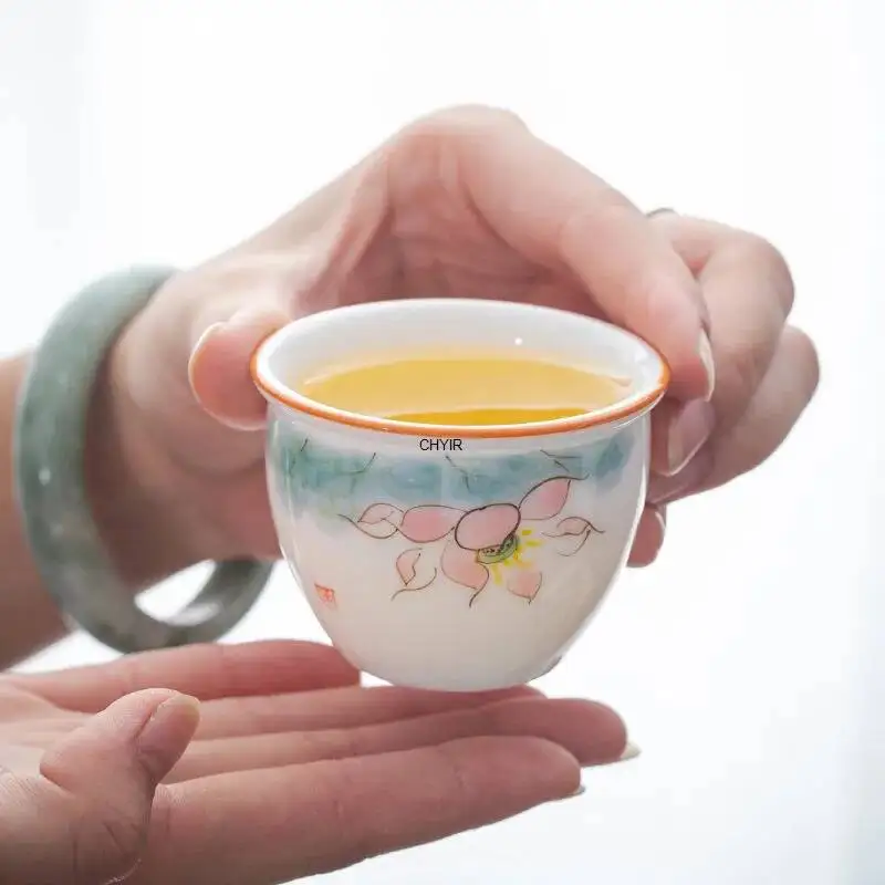  Hand-painted White Porcelain Master Cup Kung Fu Tea Cup Vat Cup Ceramic Tea Cup Tea Set Tea Bowl Tea Cup Single
