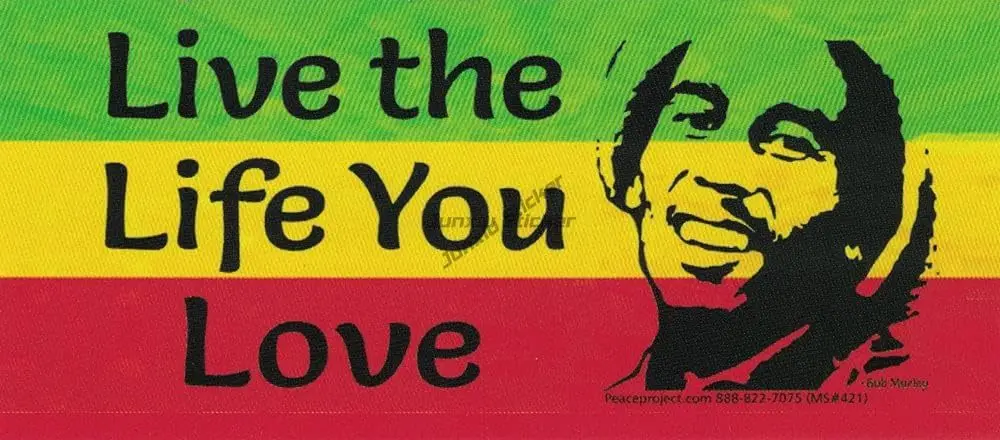 

Live The Life You Love Bob Marley Reggae Rasta Small Car Bumper Sticker Laptop Bike Decal