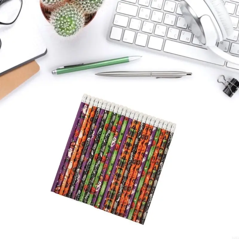 62ka 6/12pcs lápiz temático Halloween con brassadores papelería halloween regalo para niños