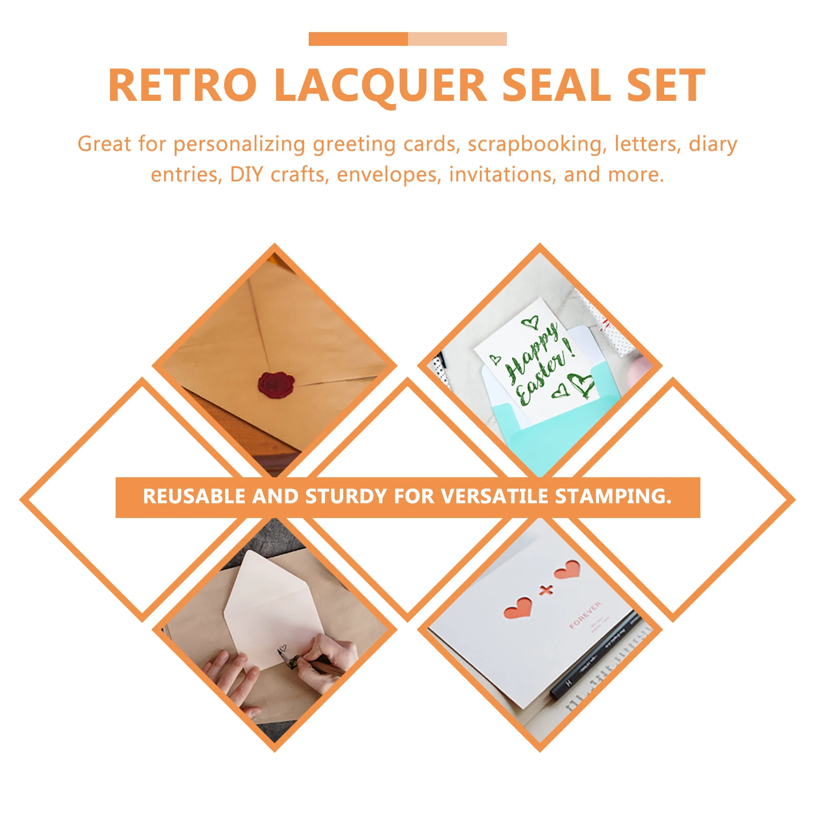 

Seal Set Wax Seals Stamp Making Kit DIY Wooden Handle Sealing Stamper Particles