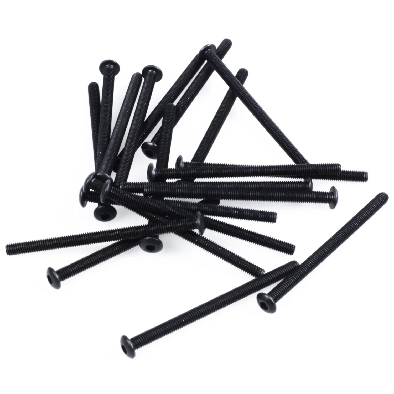 M3 x 45mm Alloy Steel Hex Socket Button Head Screws Black 20 Pcs