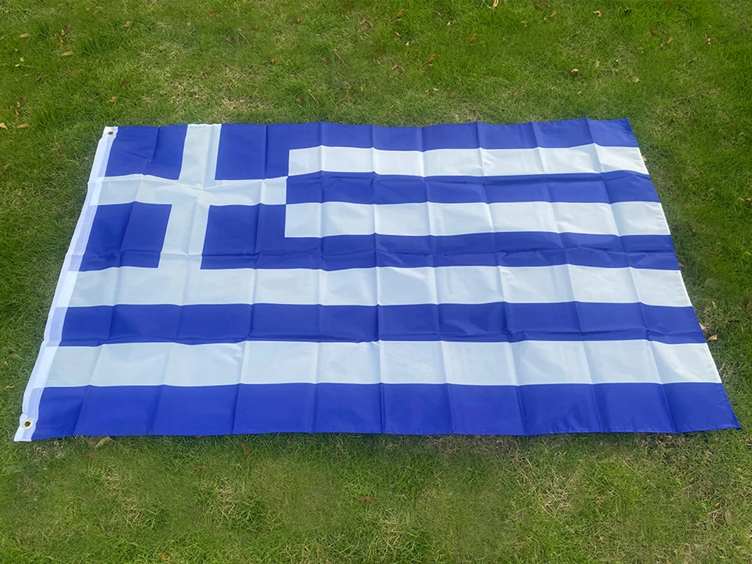 Gr Grc Greece National Flag 90x150cm Double Side Printed Greek Hellenic State Country Banner Blue and White Strip Flags