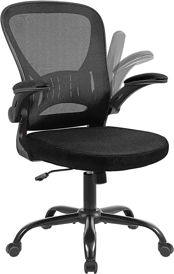 

Youhauchair Mesh Office Chair, Ergonomic Computer Chair with Flip-up Arms and Lumbar Support, Height Adjustable Home Office Desk