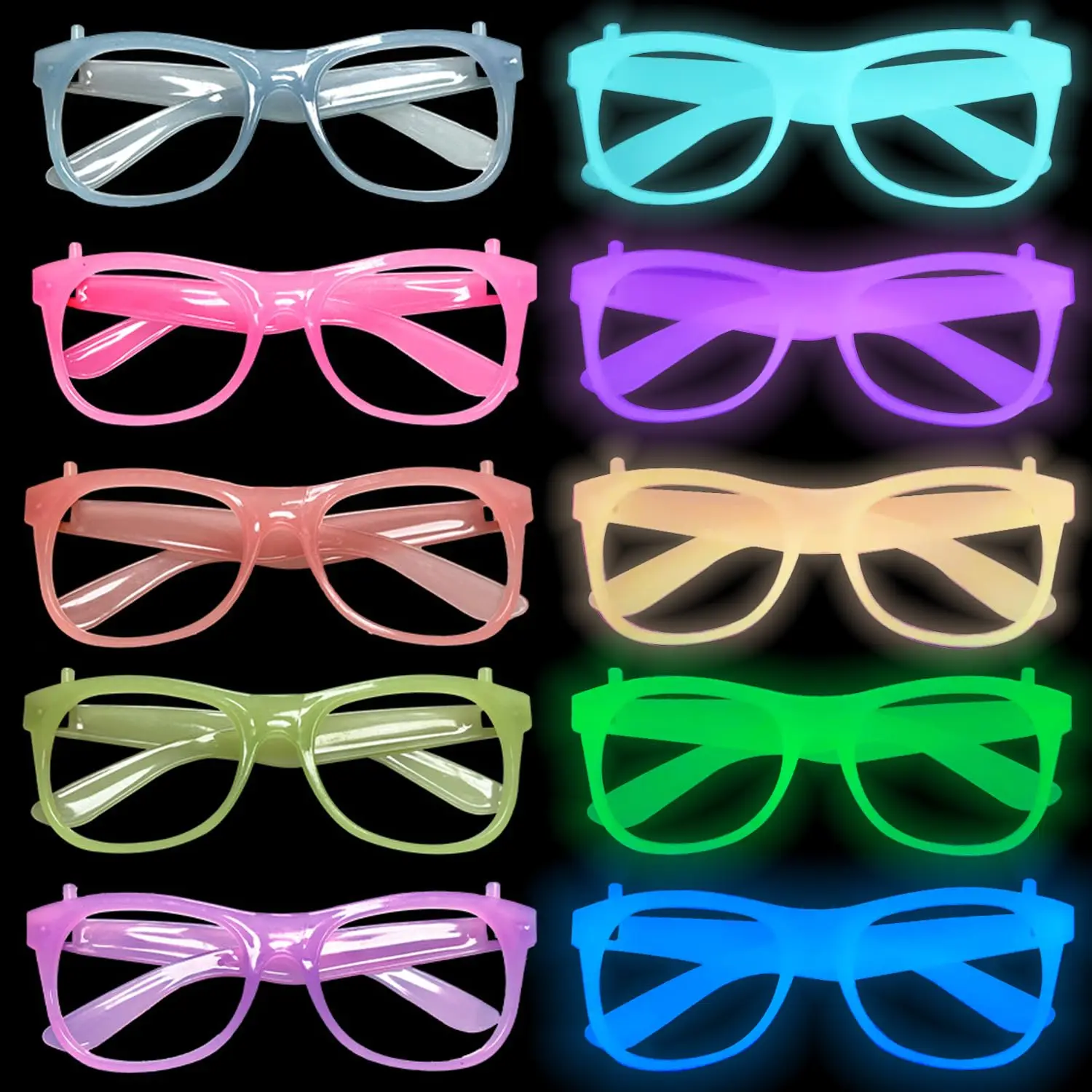 2/24 Stück Leuchtende Neon-Brillen ohne Gläser, Leuchtende Brillengestelle, Partyzubehör für Halloween, Abschlussball, Geburtstagsdekoration, Foto-Requisiten – Detail 17