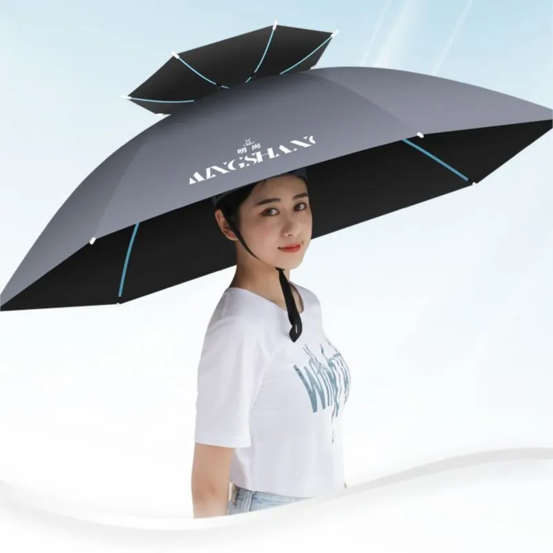 

Double Bone Umbrella Hat Wearing Umbrella Fishing Umbrella Tea Picking Environmental Sanitation Sun Protection Umbrella ZG945