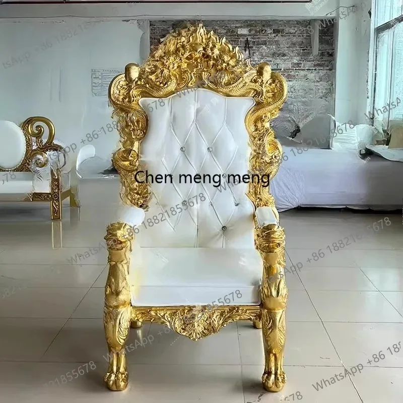 

RR F181 European balcony, single sofa, living room, photo studio, high-back lounge chair, decoration double dragon carving