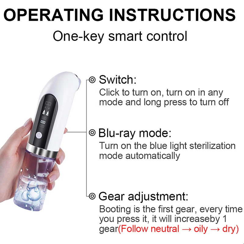 مكنسة كهربائية محمولة لفتحة الوجه 5 في 1، مزيل الرؤوس السوداء والرؤوس السوداء وحب الشباب مع توصيل سريع #5