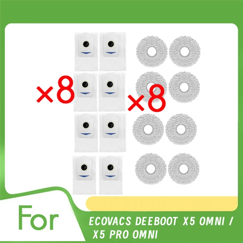 16 Pcs Rags And Dust Bags For ECOVACS DEEBOOT X5 OMNI / X5 PRO OMNI Sweeping Robot Cleaner Parts Replacement-B91B
