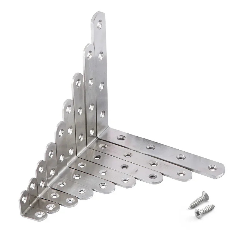 4pcs Stainless Steel 90 Degree Angle Bracket,Corner Brace Joint Bracket Fastener Furniture Cabinet Screens Wall,with Screws