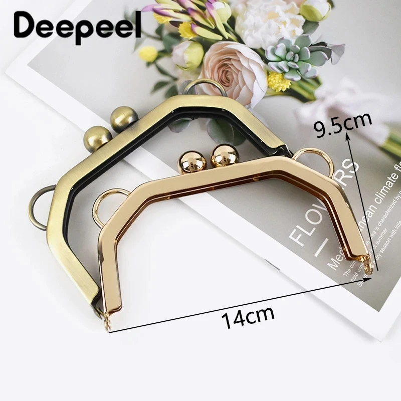 1/2Pcs Deepeel 14CM Smooth Framework Metal Purse Frame Bag Handle Sewing Brackets Wallet Kiss Clasp Handles Hardware Accessories