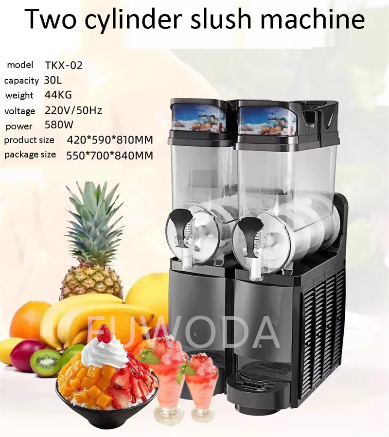 Commercial Frozen Drink Slush Machine 15L*2 Margarita Slush Soft Ice Cream Juice Machine 15L Each Bowl Smoothie Beverage Machine