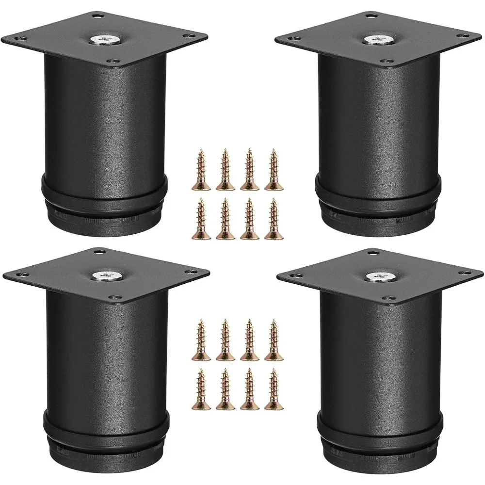 

4PCS 3 Inch Stainless Steel Furniture Legs Feets Heavy Duty Metal Cabinet Legs, Adjustable Round Metal Furniture Risers Re