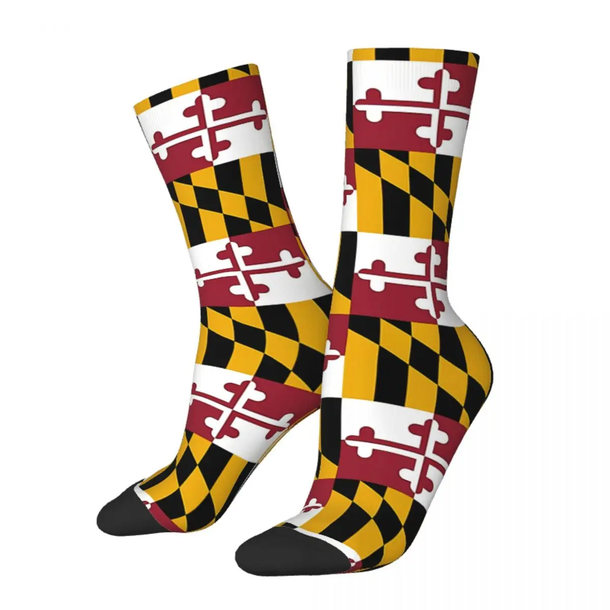 Funny Crazy Sock for Men Flag Of Maryland Hip Hop Harajuku Happy Pattern Printed Boys Crew Sock Novelty Gift