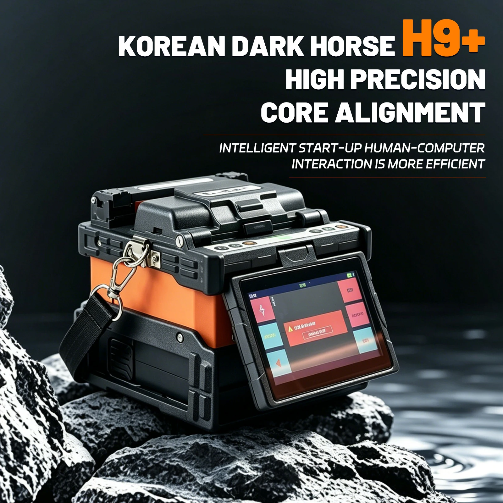 Dark Horse H9 Fiber Fusion Splicer Automatic Optical Fiber Splicing Machine FTTH FTTX Low Loss Splicer Fiber Optic Welding Machine with Cleaver Drop Cable Fiber Welder Complete Tool Kit