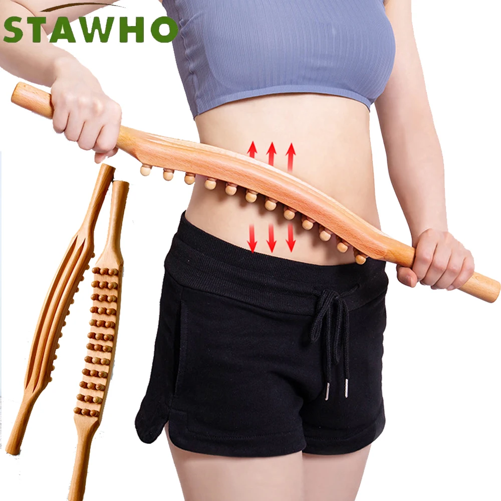 1Pcs Wood Therapy Massage Tools 36 Beads Myofascial Release Tool Stomach Cellulite Massager, Self Body Sculpting Massage Tool