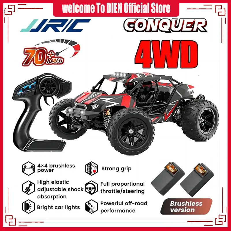 JJRC Coche Todoterreno Teledirigido 4WD De 1:16, 70 KM/H, Con Luces Led, 2.4GHz RC Coche, Motor Sin Escobillas Alta Velocidad,