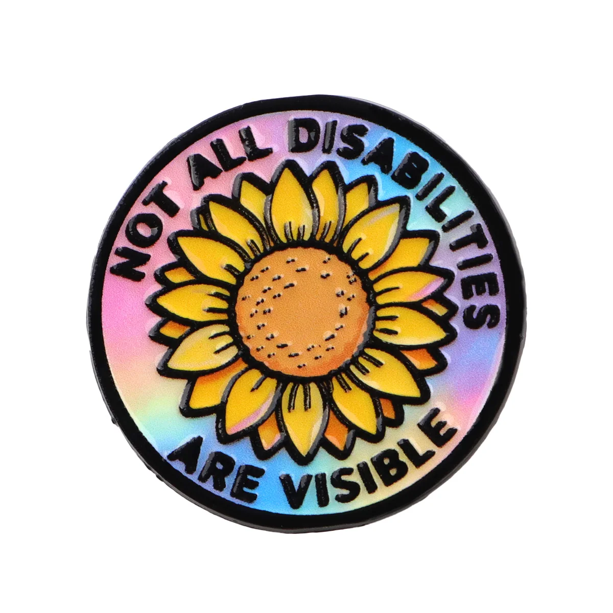 Unsichtbare Behinderung Emaille Pin Sonnenblume Brosche Pines Anstecknadeln Runde Abzeichen Kleidung Accessoires Modeschmuck Freunde Geschenke