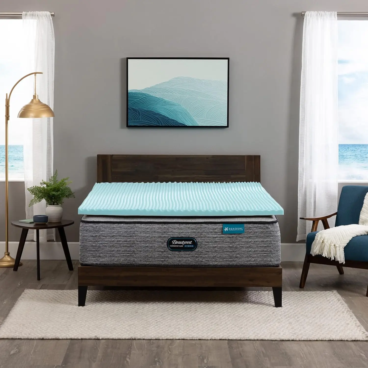 

Cool Wave Convoluted Pressure-Relieving Memory Foam Mattr Topper, King, 2-Inch, Blue