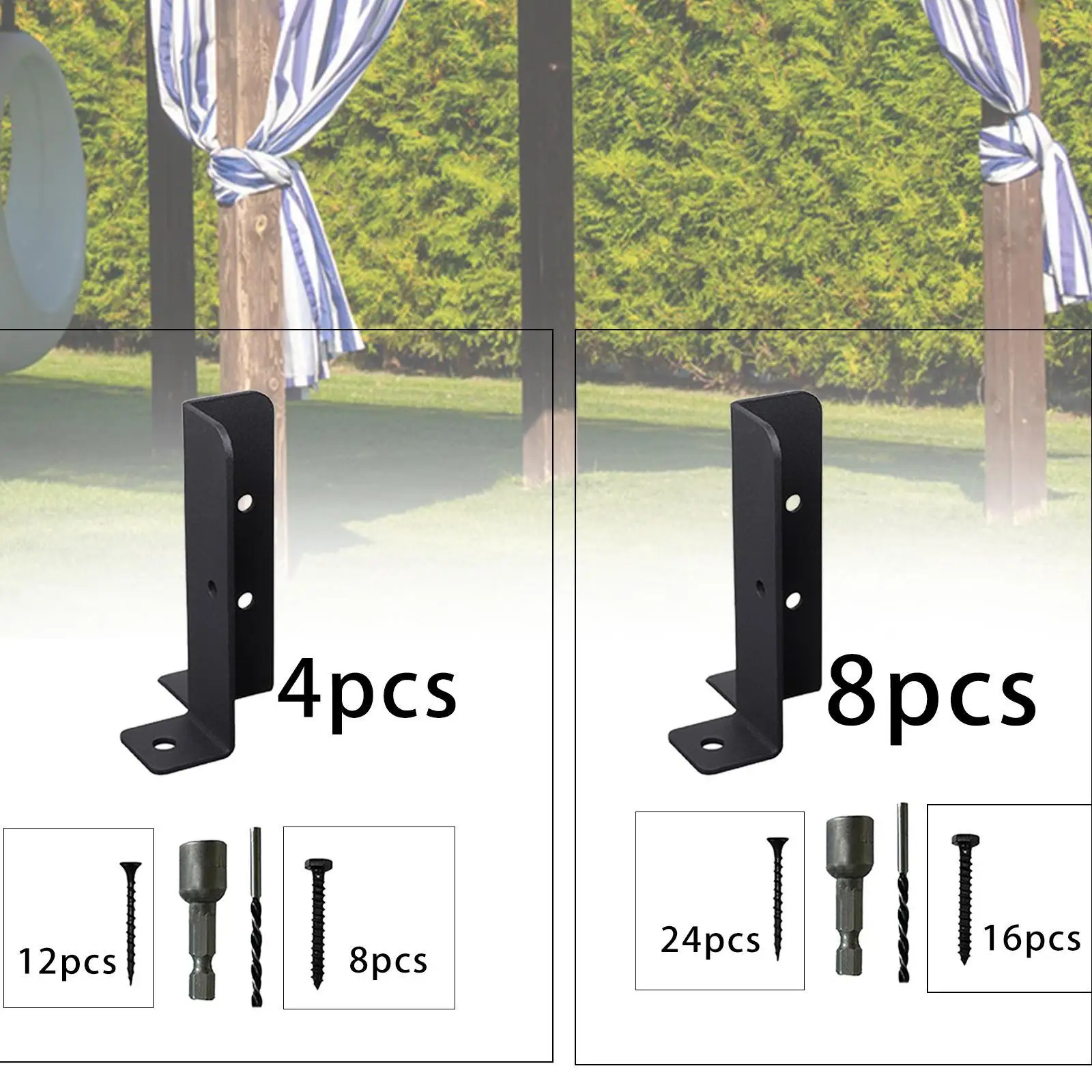 Adjustable Metal Fence Bracket Kit Outdoor Deck Post Anchor Base Brackets for Garden Gazebo Pergola Construction
