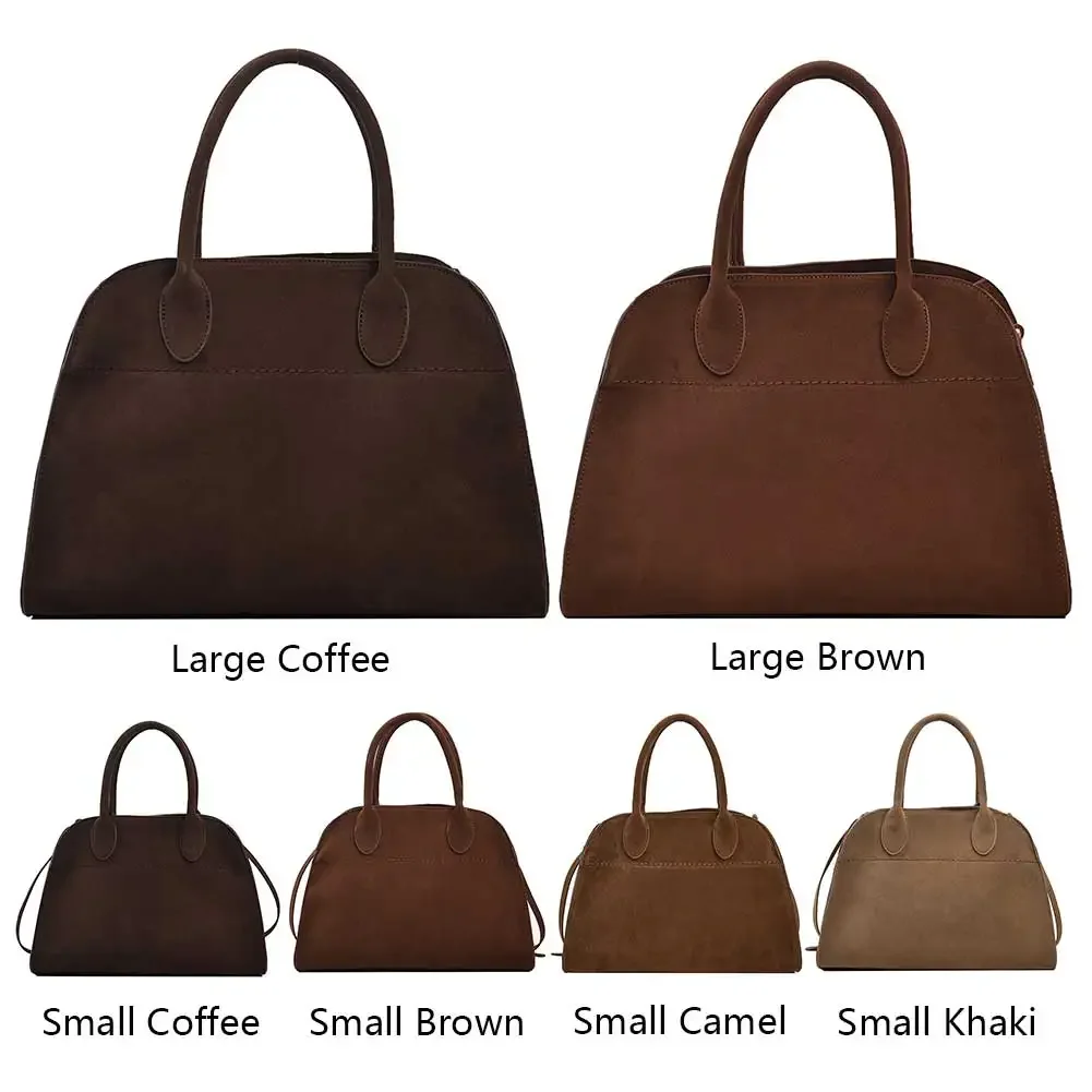 Women Stylish Crossbody Bag Large Capacity Suede Tote Bag Vintage Commuting Bag Solid Color Adjustable Strap Daily Sling Bag