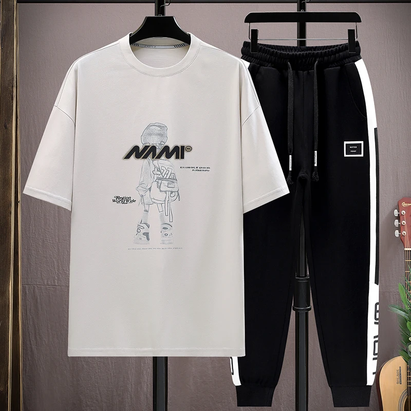 

Men's Casual 2-Piece Sportswear Set Streetwear Fashion Tracksuit T-Shirts and Short Beachwear Summer Sweatshirt T-Shirts Set New