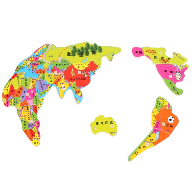 나무 중국 세계지도 자기 퍼즐 장난감, 조기 교육 어린이 교육 개발인지지도 Daquan