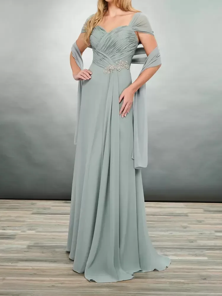 

Elegant Chiffon Long Mother's Dresses for Weddings Pleats A Line Wedding Party Gowns 2024 Plus Size Mother of Groom Bride Dress