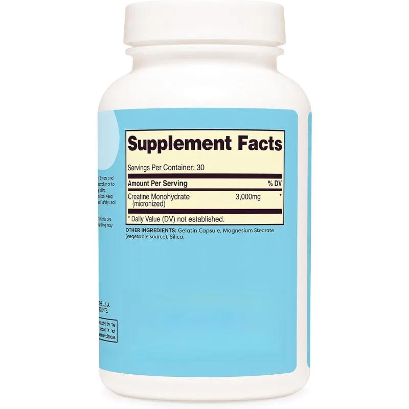 Creatine monohydrate capsules (3000 mg) 60 capsules - Micronized creatine, 30 portions