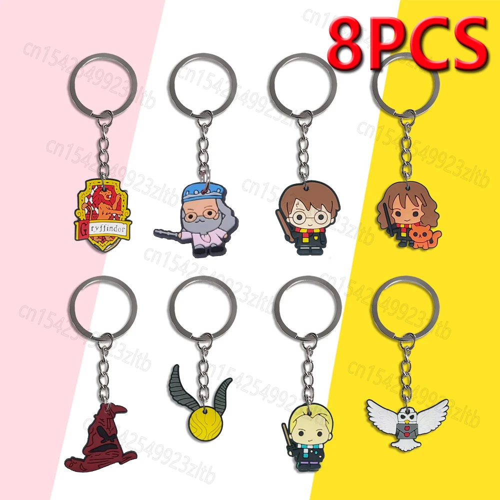 1 Set Anime Harries Silicone Keychain Toy Figures Couple Car Keyring Bag Pendant Charm Potters Creative Bag Accessories Gift