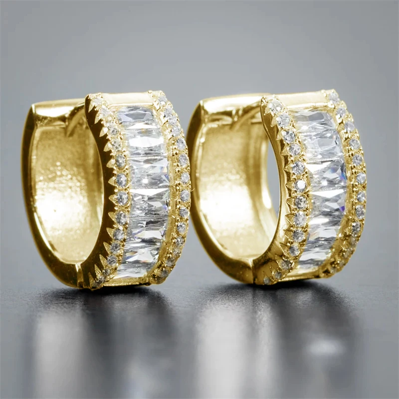 Huitan Mode Frauen Creolen Silber Farbe/Gold Farbe Kristall Zirkonia Kreis Ohrringe Phantasie Geschenk Drop Schiff Schmuck