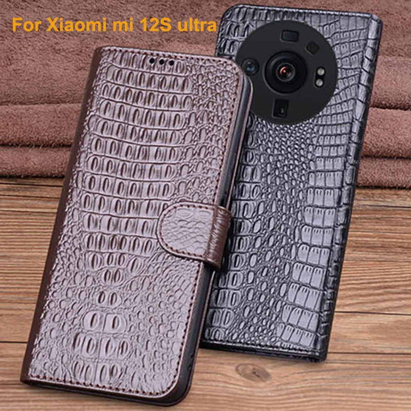 Luxury Genuine Leather For Xiaomi mi 12S Ultra Case Flip Stand Leather Cover Cases mi12S Ultra Silicone Protective Case