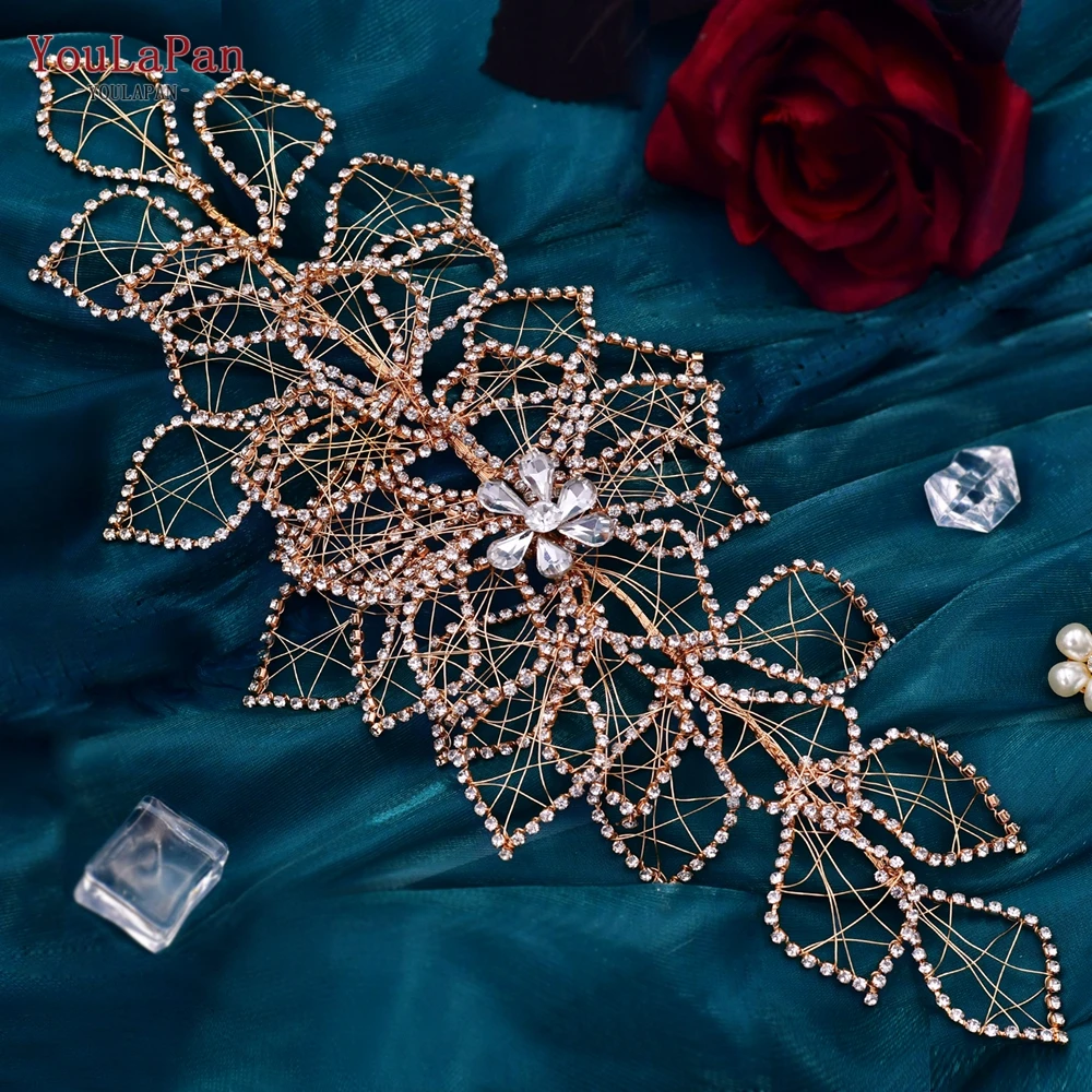YouLaPan Bridal Headpiece for Weddings Hair Accessories Rhinestone Leaf Woman Headdresss Brides Hair Ornaments Headband HP256A
