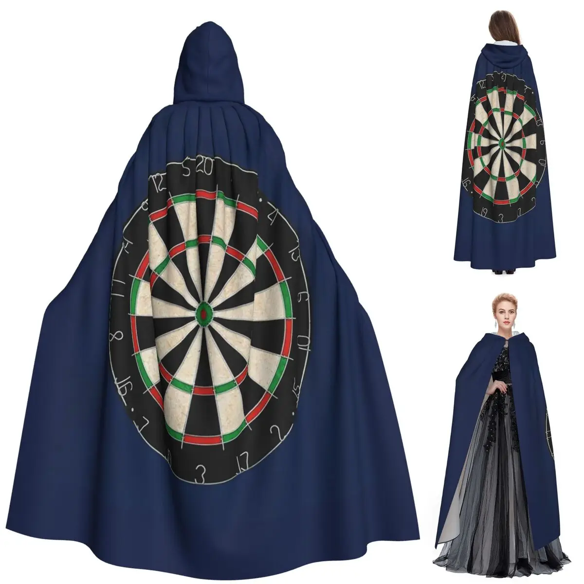 Winmau Blade 5 jeu de fléchettes longue Cape à capuche sorcière Costume médiéval Cosplay Cape HalloweenVampire adulte unisexe