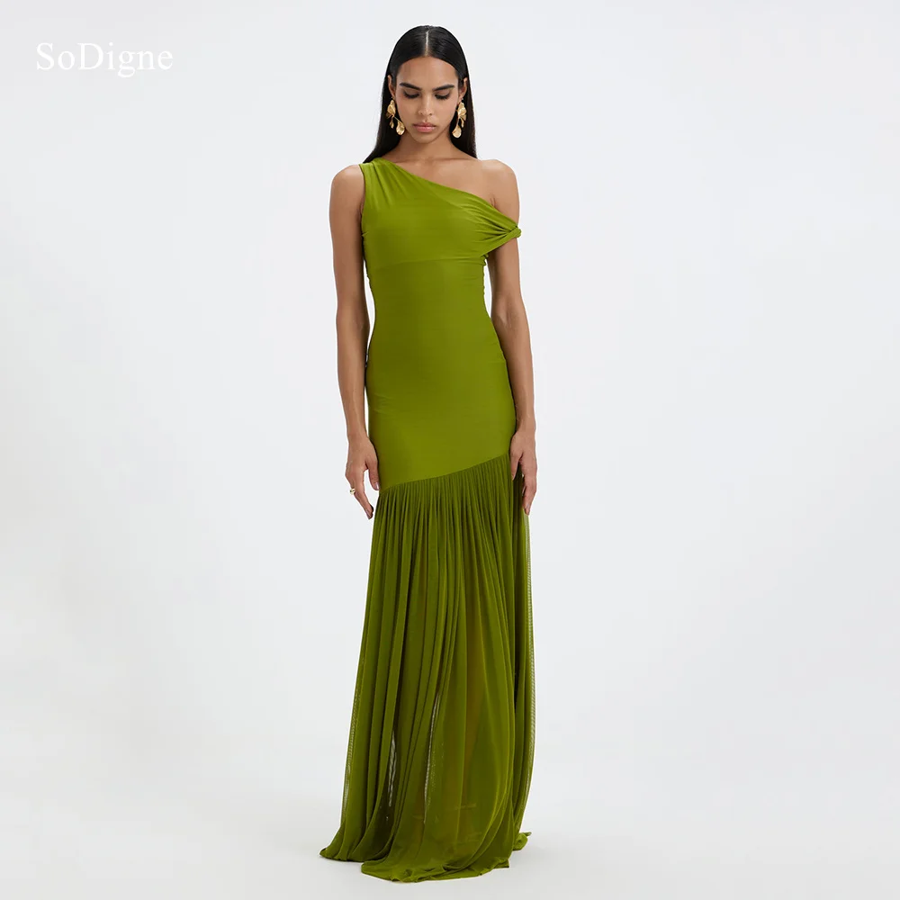 

SoDigne Chic Chiffon Prom Dresses Off The Shoulder Sleeveless Draped Party Dress Pleats Floor-Length Prom Gowns Customized