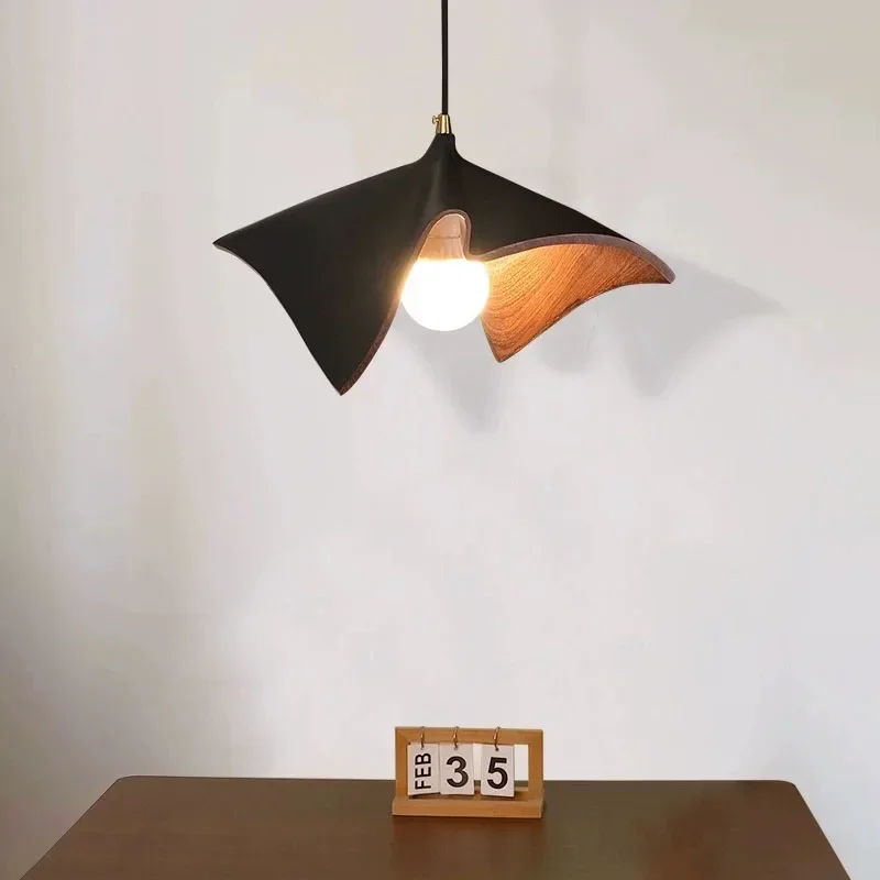 

Nordic Wabi Sabi Retro Wood Color Restaurant Bar Led Chandelier Dining Room Bedroom Bedside Pendant Lights Hanging Light Fixture