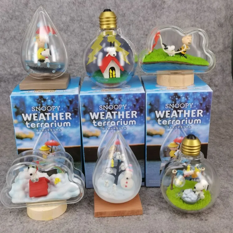 Snoopy Weather Terrarium Cartoon Dolls Decoration Anime Action Figure Car Desk Decoration Model Children Christma Birthday Gifts