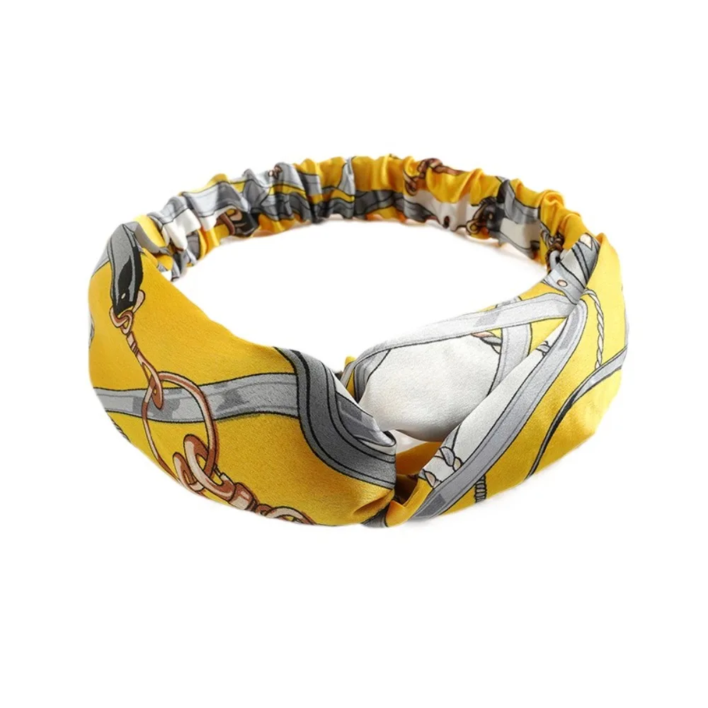 Diadema europea y americana de nuevo estilo, diadema con estampado bohemio, diadema elástica de algodón para mujer, maquillaje