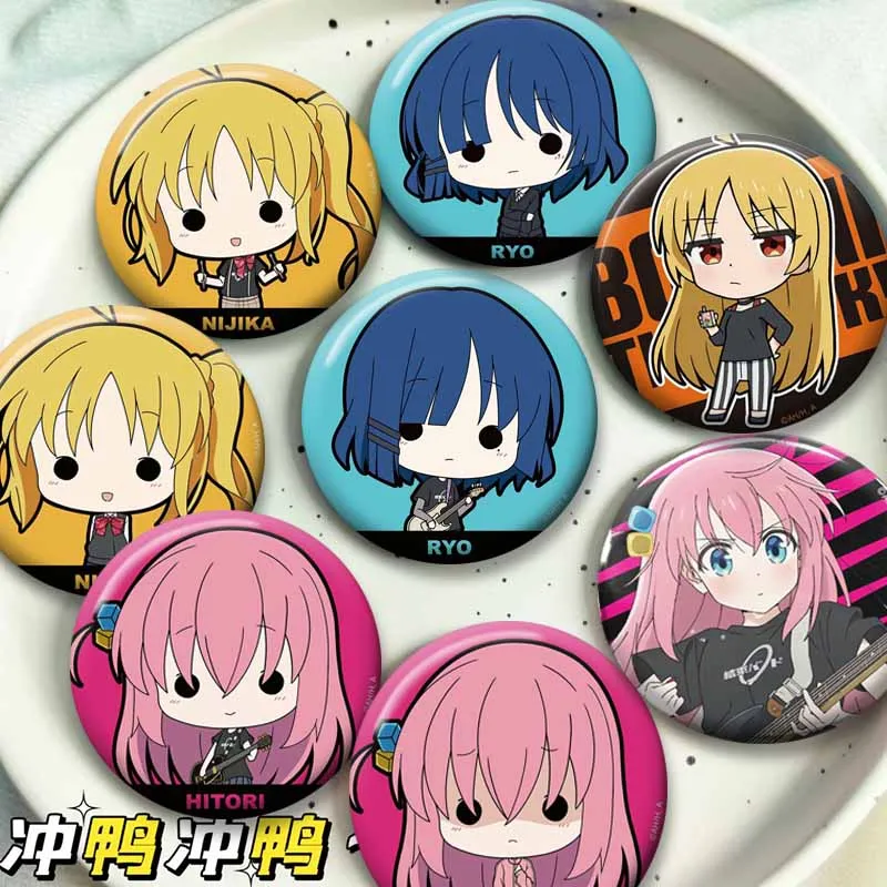 Anime Bocchi The Rock Brooch Cosplay Jewelry Badge Cute Cartoon Figure Hitori Gotoh Ryo Yamada Lapel Pins Bag Decor Friends Gift