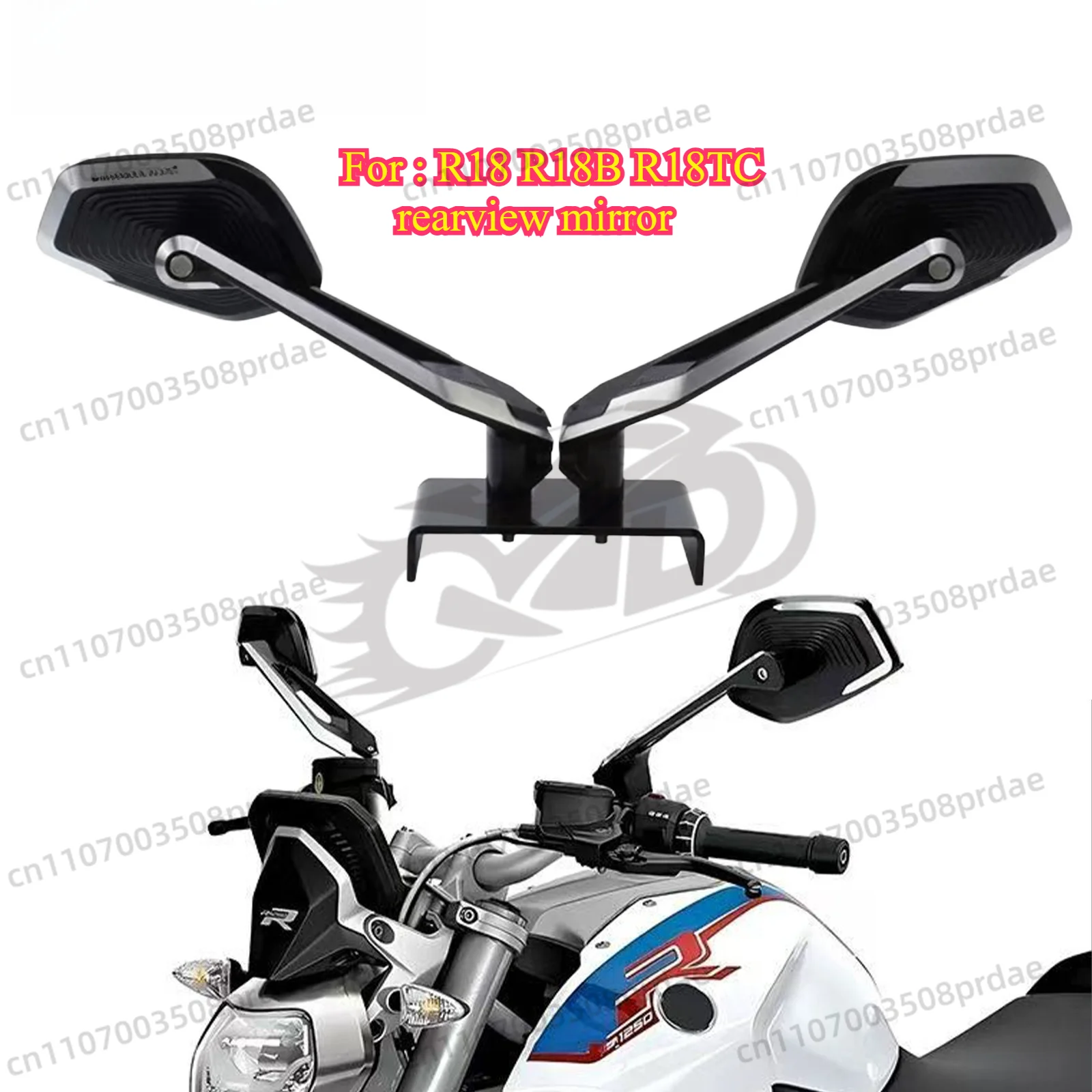 

For R18R18B R18TC R1200GS R1250GS ADVRetrofit Pure Aluminum Alloy Rearview Mirror Adjustable Large Field of View Rearview Mirror