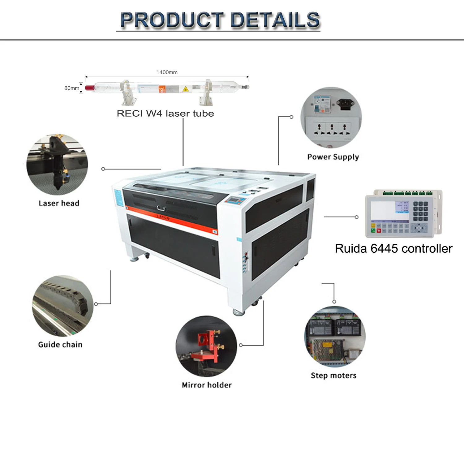 DSP 1390 Laser Cutting Machine RECI 130W Tube Autofocus Laser Cutting Machine Metal Cutting