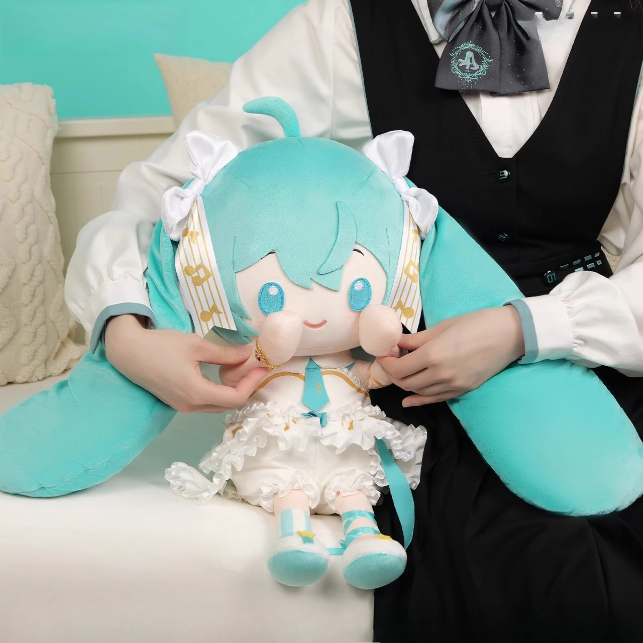 

40 cm Hatsune Miku Cute Plush Doll Anime Peripheral Doll with 5 Changeable Face Expressions Anime Gift