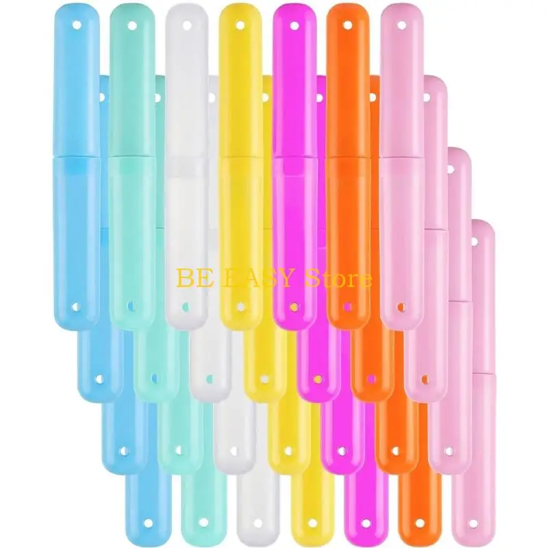 E28F Portable Bathroom Travel Toothbrush Case Set 28 Pack Plastic Storage Holders for Dorm Rooms, Camping, Hotel Kits and