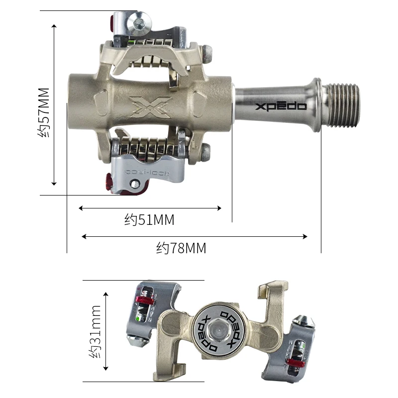 Wellgo XPEDO Mountain MTB Bike Lightweight Double Side Self-locking Pedal Titanium Alloy Body Ti Spindle with Lock Cleat XMF08TT