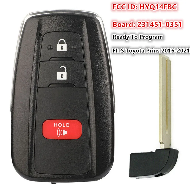 KEYECU For Toyota Prius 2016 2017 2018 2019 2020 2021 3 Button Keyless Smart Proximity Remote Key Fob HYQ14FBC 231451-0351 G