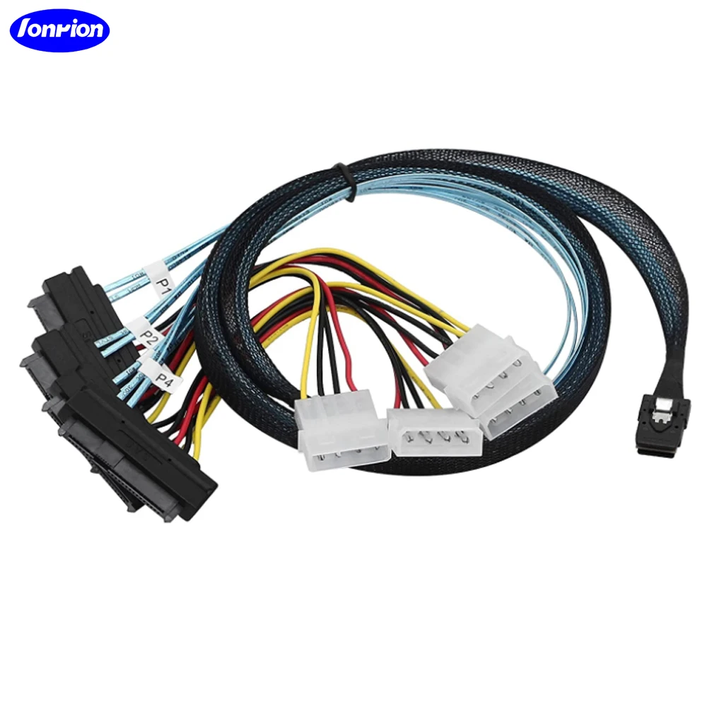 

Mini SAS SFF-8087 to SFF-8482 with 4X Molex Power Connectors for Raid Controller to Hard Drive cable 0.5m/1.0m