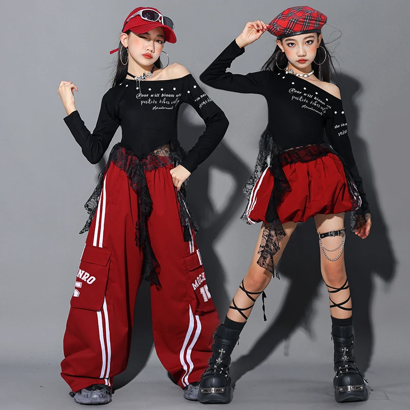 Mädchen K-pop Crop Top Street Dance Röcke Jungen Hip Hop Pailletten Hemd Cargo Hosen Kostüm Kinder Jazz Kleidung Set kind Streetwear