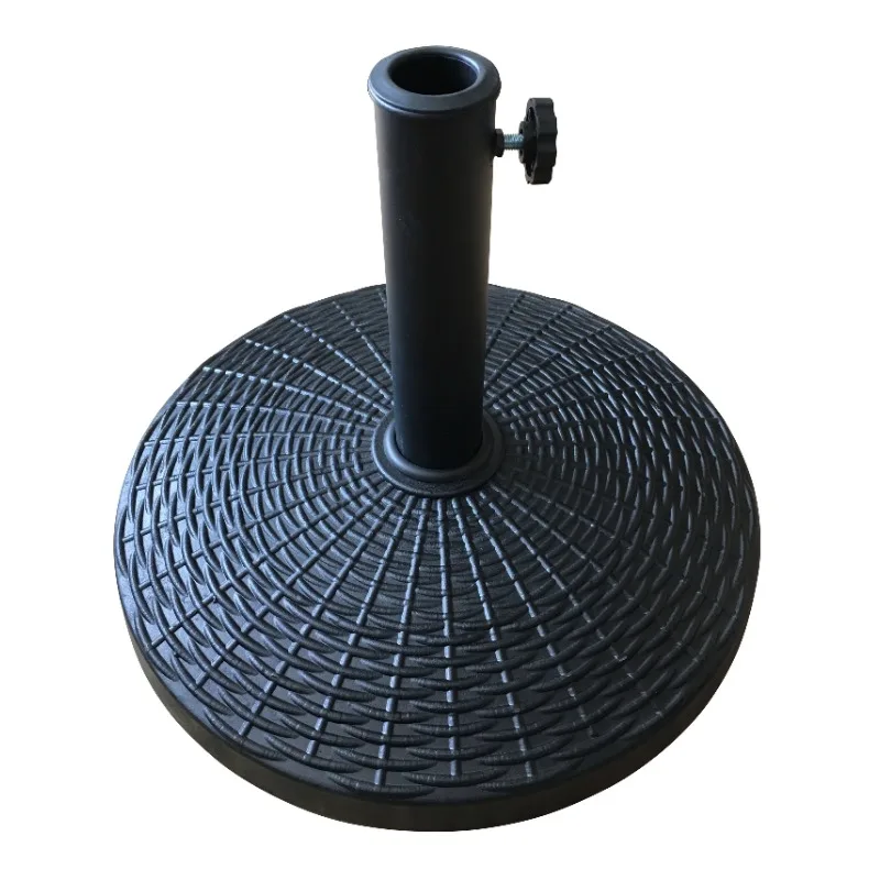 قاعدة مظلة فناء مطلية بالراتنج ومسحوق دائري أسود ، 22 رطل