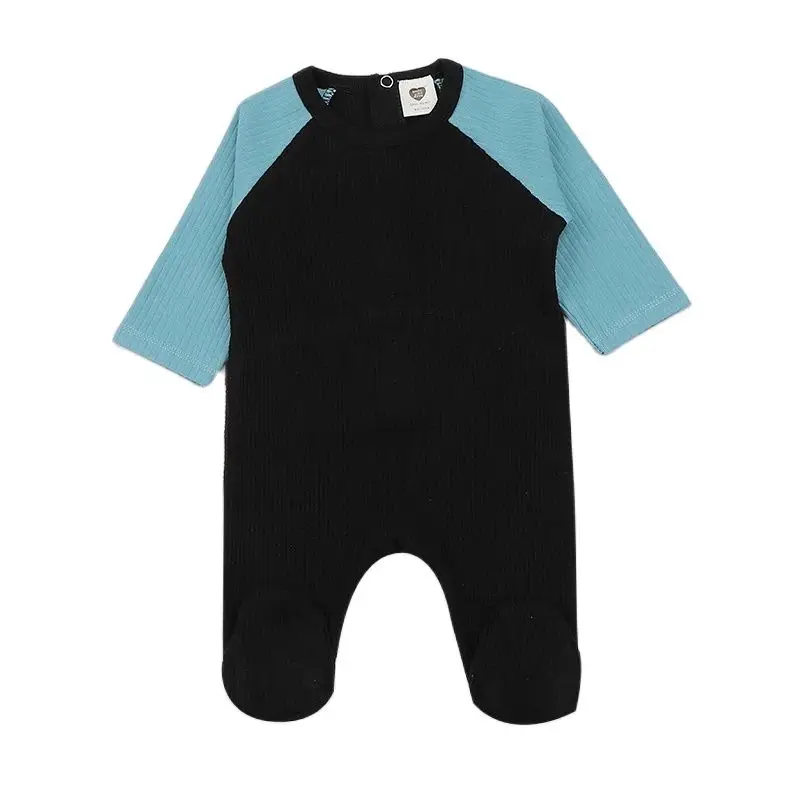 Baby romper ribbed kids clothes long sleeves winter baby boy clothes baby girl 100% cotton waffle footies two colors patched set